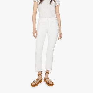 MOTHER The Insider Crop Step Fray in White size 25